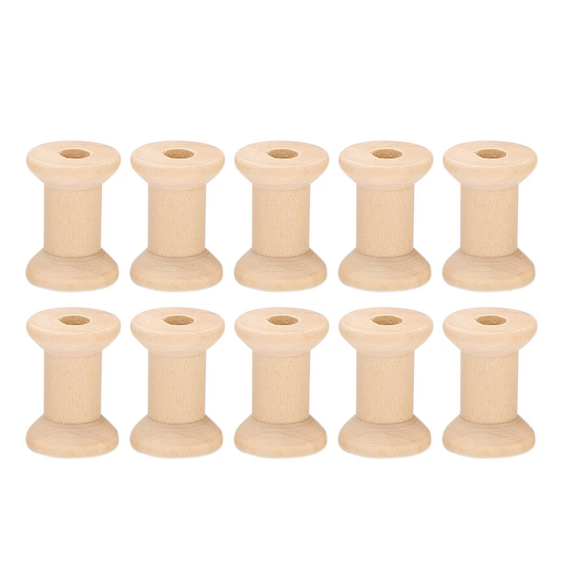 20Pcs Wooden Empty Thread Spools Natural Color 29Mm X23mm