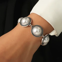 Bohemia Fashion Simplicity Ball Jewelry For Women Electroplating Pearl Inlaid Semiprecious Stone Gift Bracelet Trend Accessories