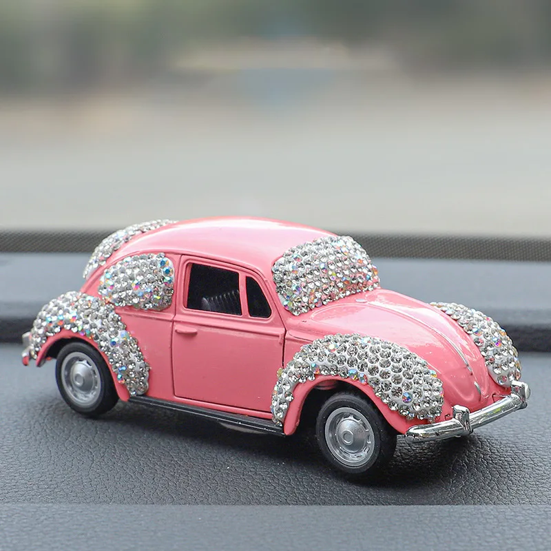 1:32 Car Model Bling Interior Accessories Dashboard Diamond Cute Small Vehicle Ornaments for Women