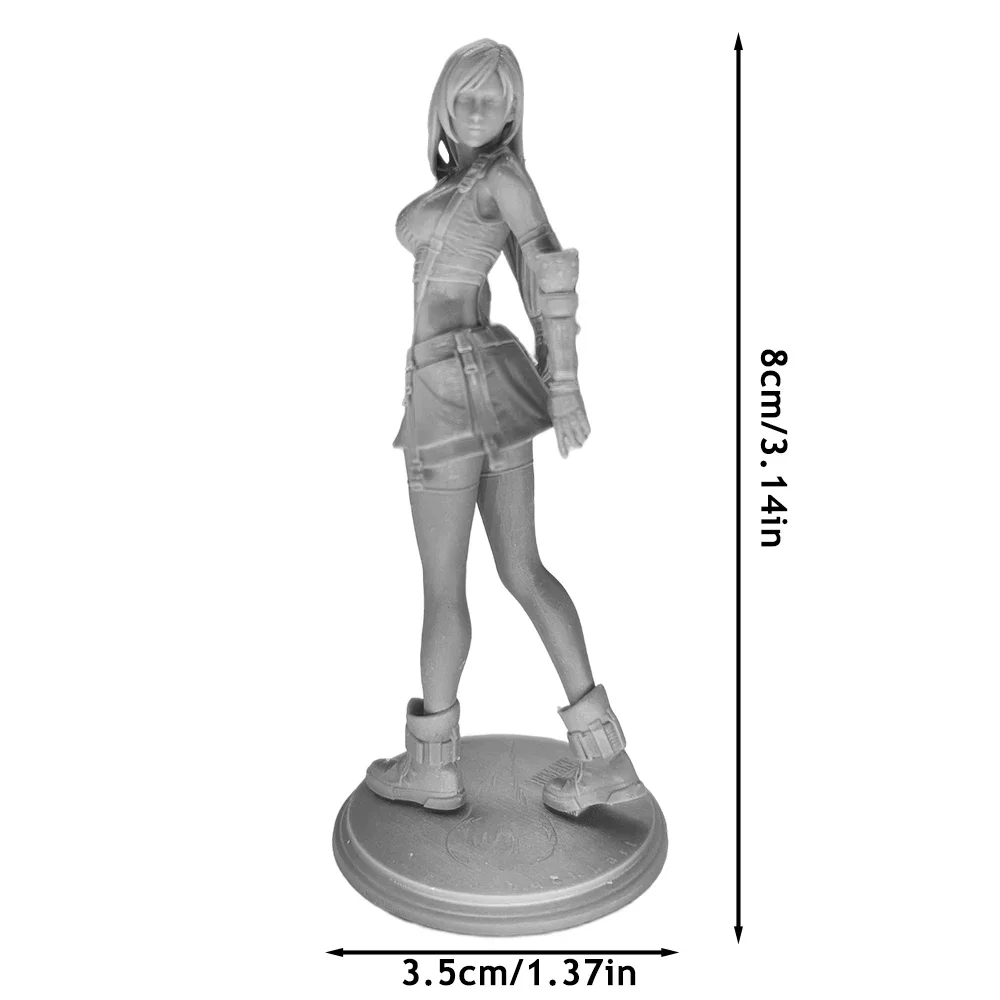 Tifa Anime Figure Miniature Statue 1:24 Resin Model Kit, Unpainted Plastic, A433