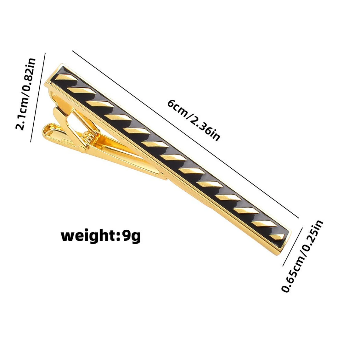 Classic Diagonal Striped Enamel Inlay Tie Clips Copper Polished Mens Formal Business Wedding Groomsmen Tie Bar Suit Jewelry Gift