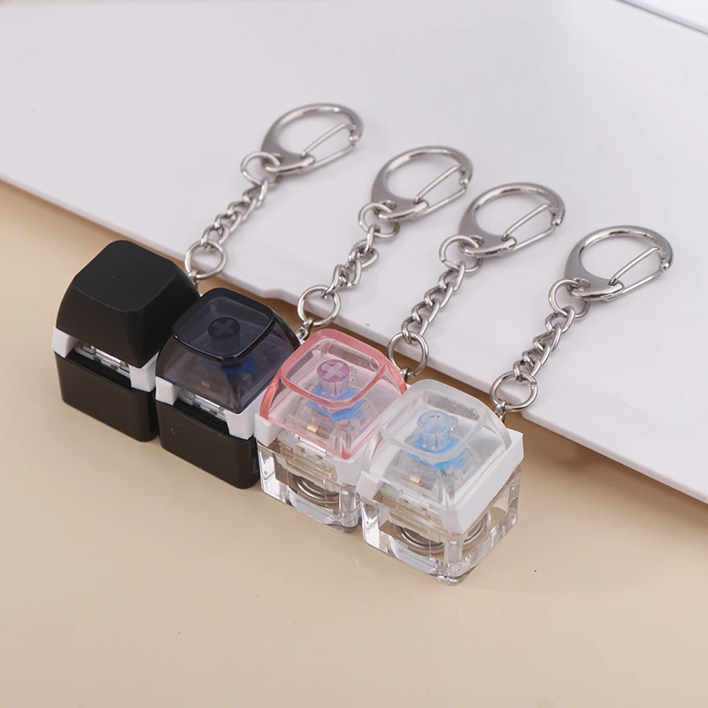 Mechanical Switch Keychain With LED Light Keyboard Key Chain Fidget Toy Keycap Stress Relief Novelty Toys Fidget Button Keyring