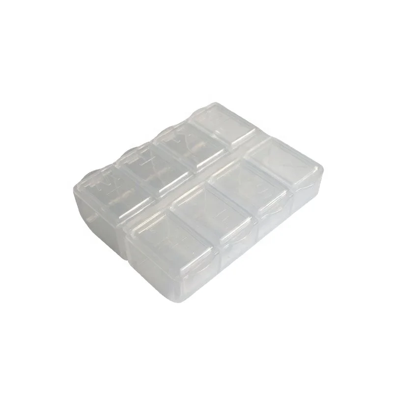 8-Compartment Mini Portable Transparent Plastic Pill Organizer Eco-Friendly Medicine Box for Daily Use