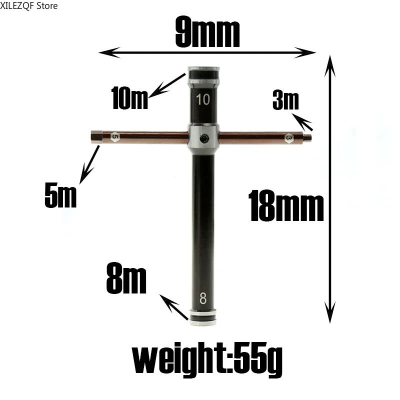 8mm 10mm Cross Wrenches Sleeve RC Glow Plug Removal Tool 3mm 5mm Hex Screw Driver&Spanner for RC Car Universal RC Repair Tool
