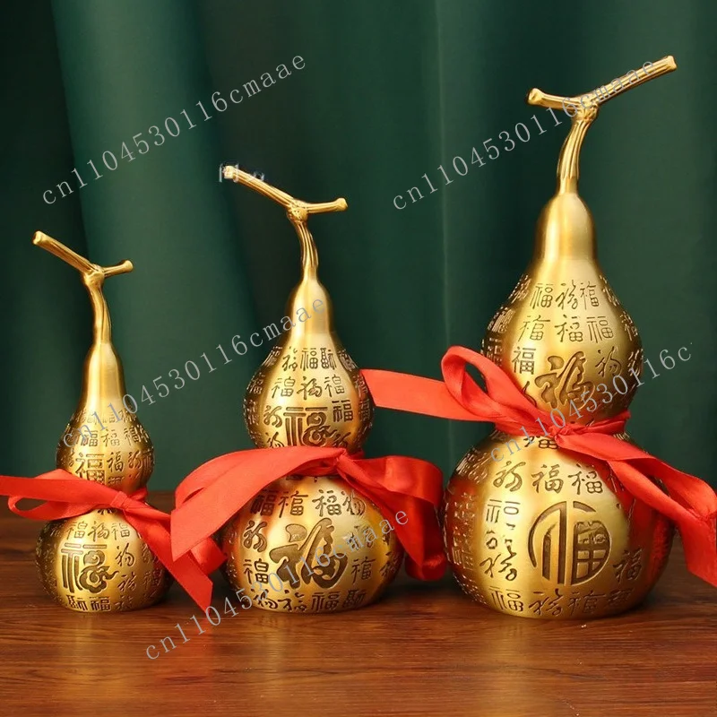 Brass Baifu Gourd Metal Handicrafts Office Living Room Ornament Fu Character Copper Ware