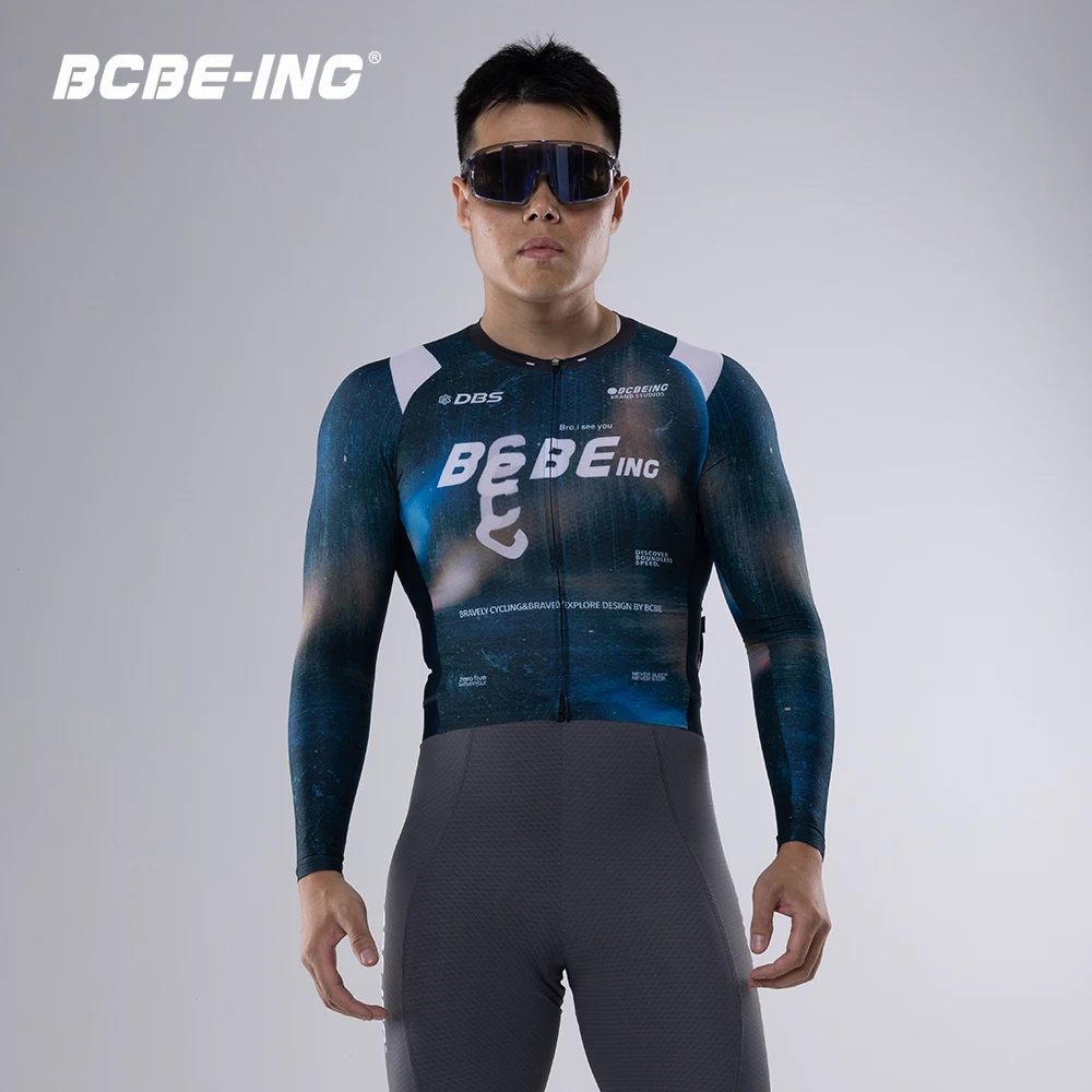BCBE-ING DBS Phantom Men Women Cycling Jersey Long Sleeve LightWeight Breathable Qucik Dry Bicycle Jersey Race Fit Small Size
