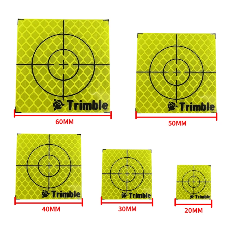 100pcs Size 60x60 20 30 40 50mm Trimble Reflector Sheet For Total Station Survey Geography Fluorescent Green Reflective Sticker