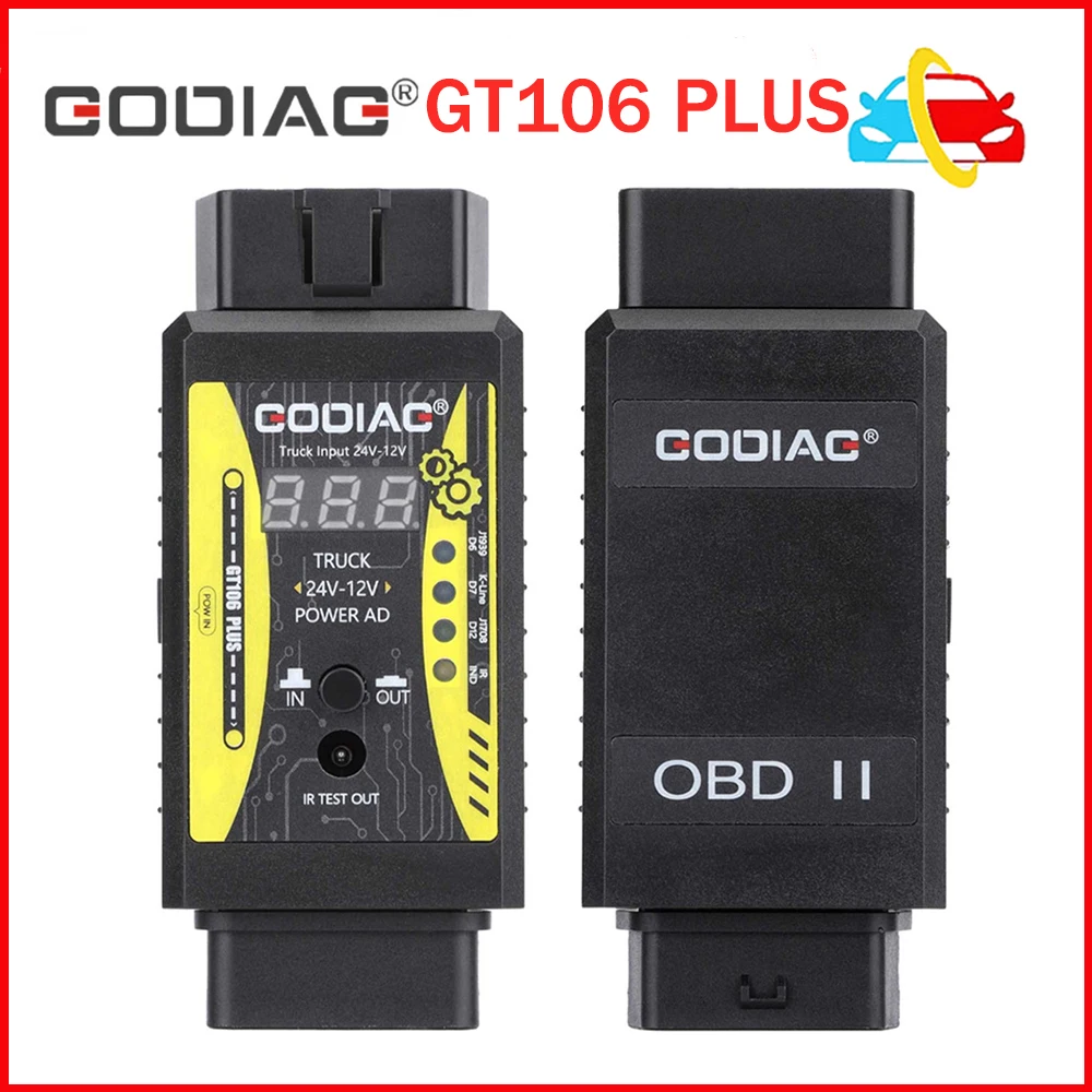 GODIAG GT106 PLUS 24V to 12V Heavy Duty Truck Adapter Fuel Injector Cleaning & Testing Relay Testing for Cars & Trucks