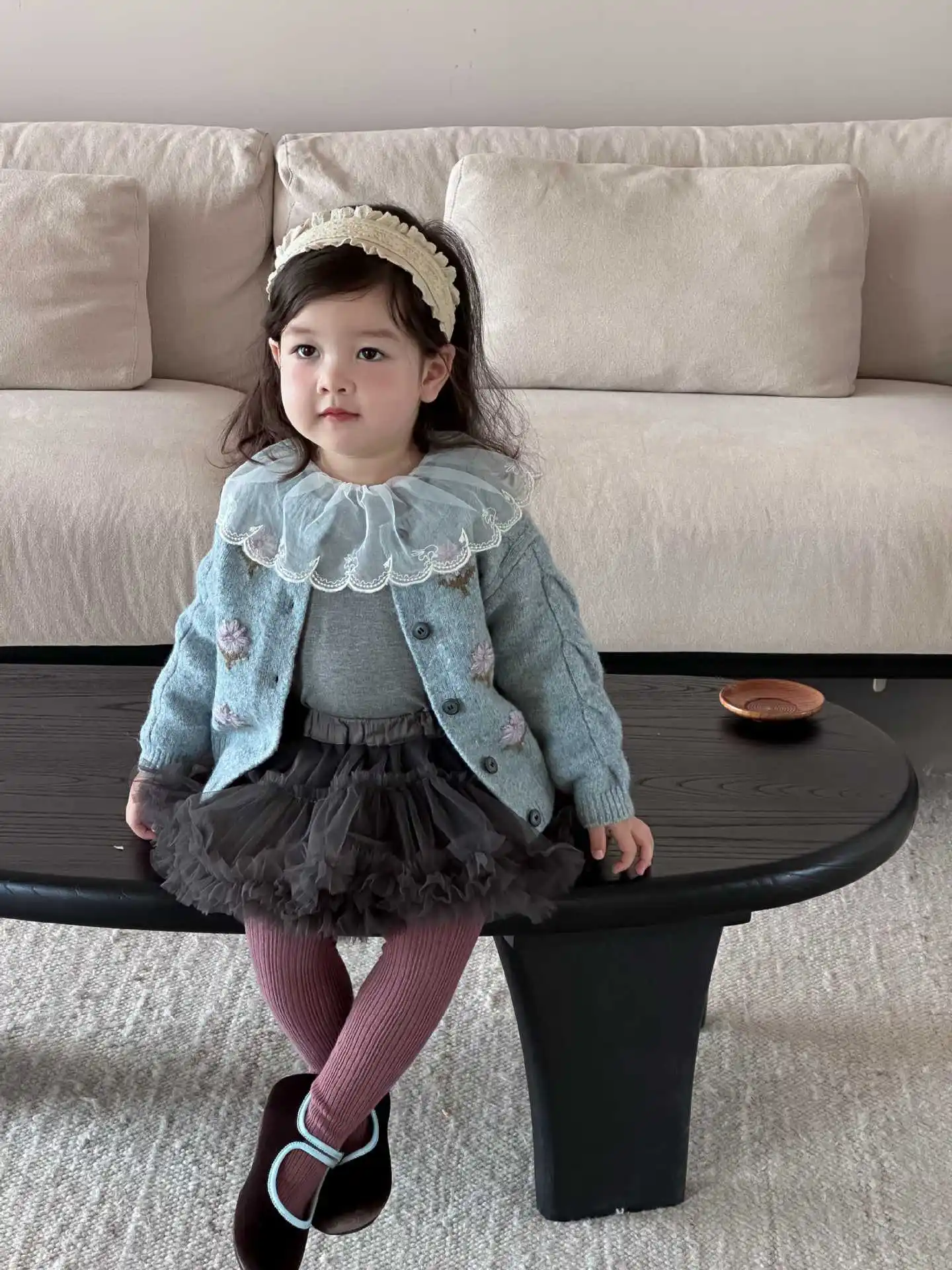 Girls New Autumn and Winter Suit Thickened New Solid Color Children Baby Girl Foreign-style Velvet Versatile 3 Pic Set