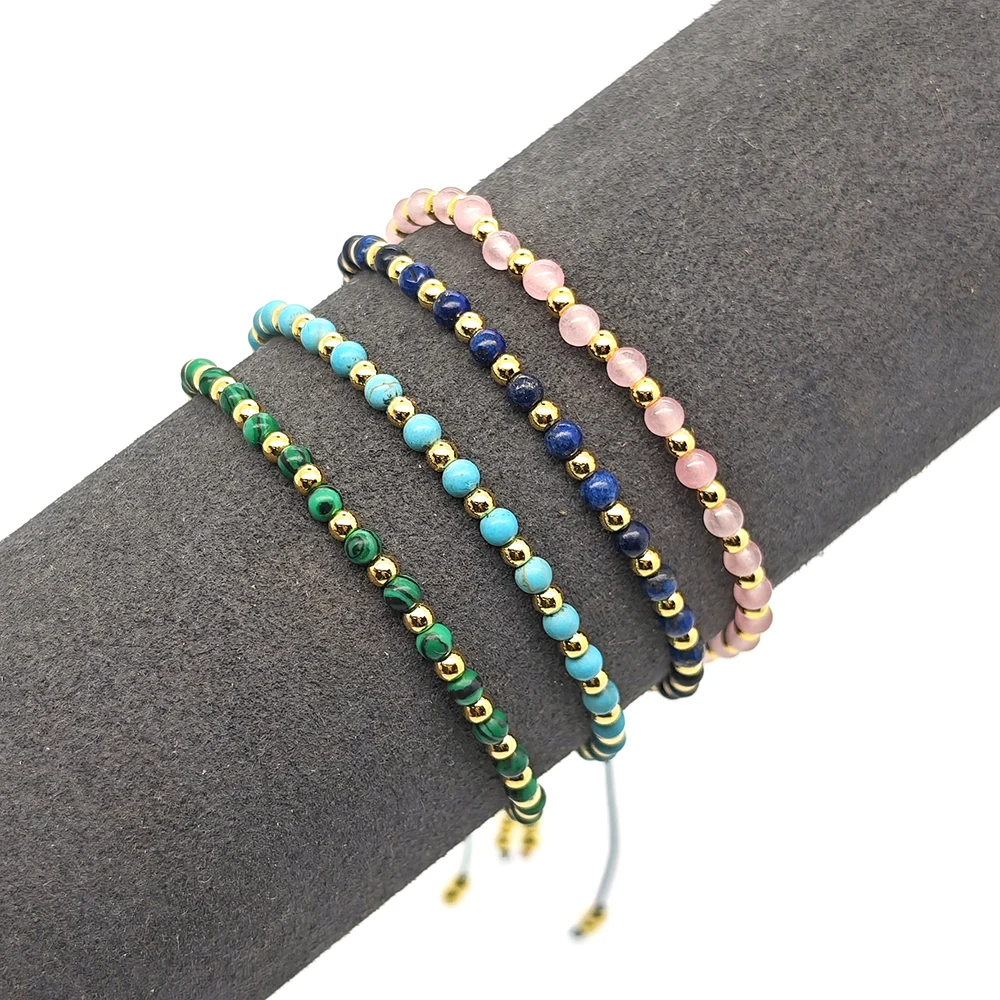

CCGOOD Multi-Color Natural Stone Bracelet for Women Adjustable Rope Stackable Pulseras Boho Summer Beach 18K Gold Jewelry Gifts