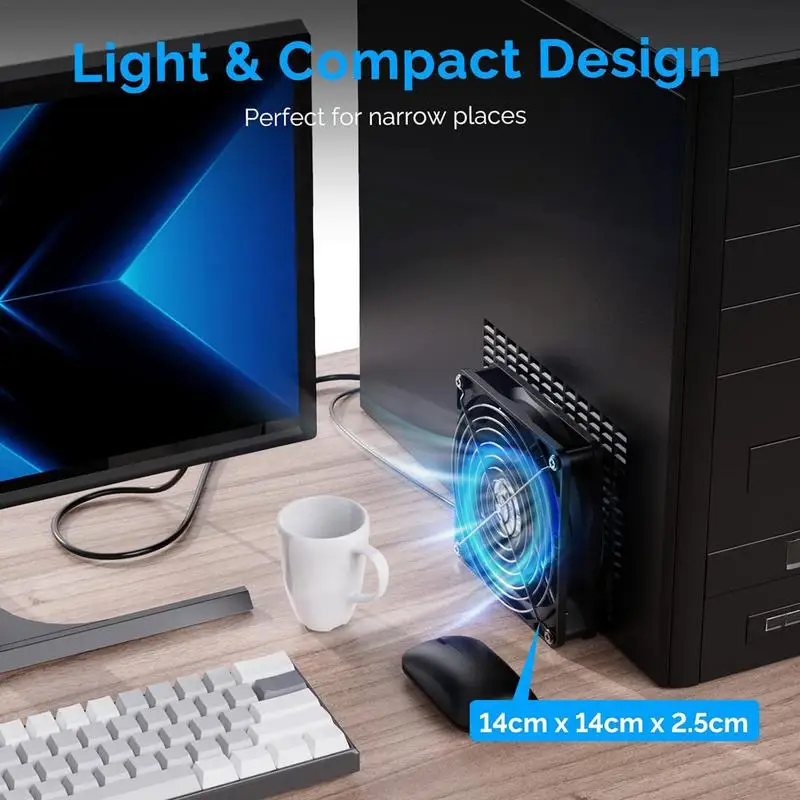 Routerventilator PC-routerventilator USB-aangedreven draagbare koelventilator Compacte sterke computerkast Koeler Blower Fan voor ontvanger Laptop