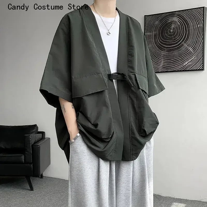 Men's Oversize Kimono Cardigan, Popular Japanese Shirt, Big Pocket Shirt, Top Costume, Men Clothing, Fashion