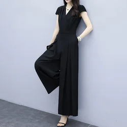 2022 New Summer Jumpsuit Female Casual Fashion  Black Jumpsuit Women Wide Leg Pants Suit Ladies Summer Jumpsuit