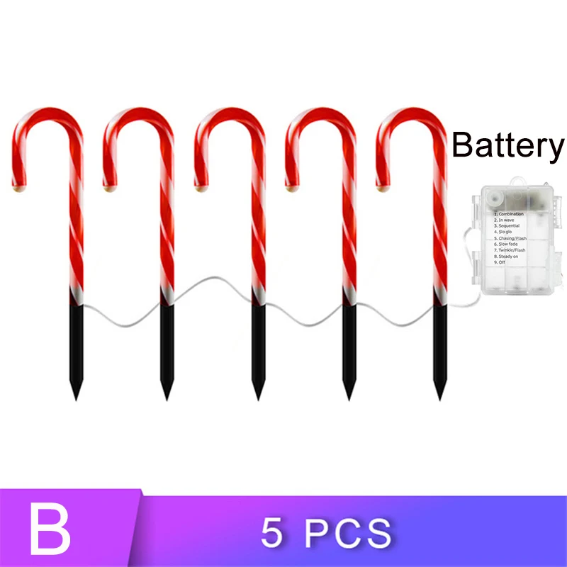 في الهواء الطلق الطاقة الشمسية ضوء عيد الميلاد الحلوى قصب أضواء LED حديقة الأرض التوصيل عكاز مصباح احتفالي فناء ديكور هالوين الطرف