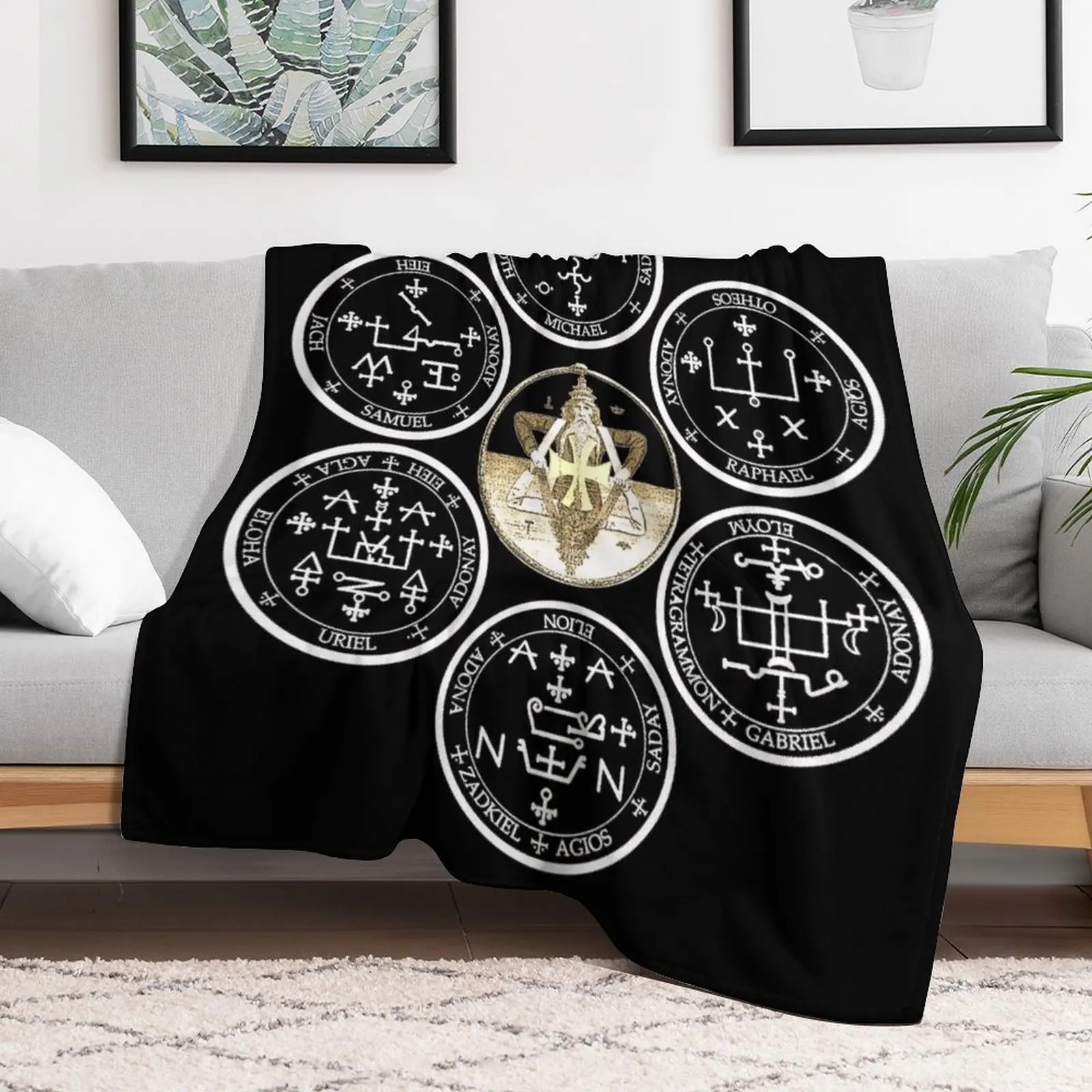 The Seven Archangel Sigils - Solomon's Seals Archangel Seals Sigils Throw Blanket