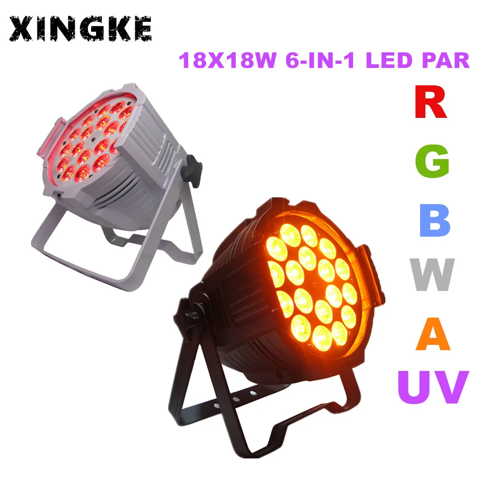 

2pcs/lotconcert stage 18x18w rgbwauv 6 in 1 led par stage light led rgbwauv par for Wedding Party