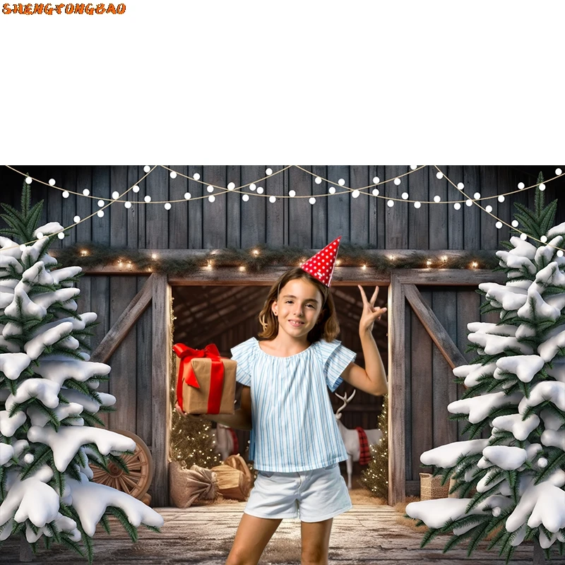 Christmas Backdrop for Photography Winter Window Gift Fireplace Kids Family Party Portrait Backgrounds for Photo Studio