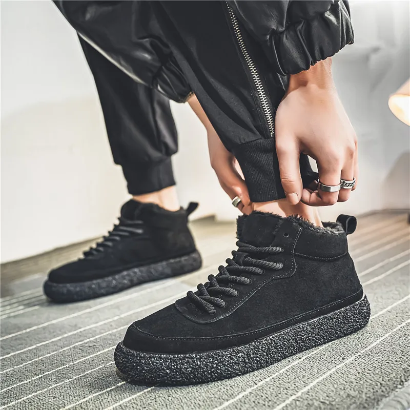 Winter Men Sneakers Fur Warm Plush Casual Shoes For Men Skateboarding Shoes Platform Sneakers Fashion Trainer Sports Shoes