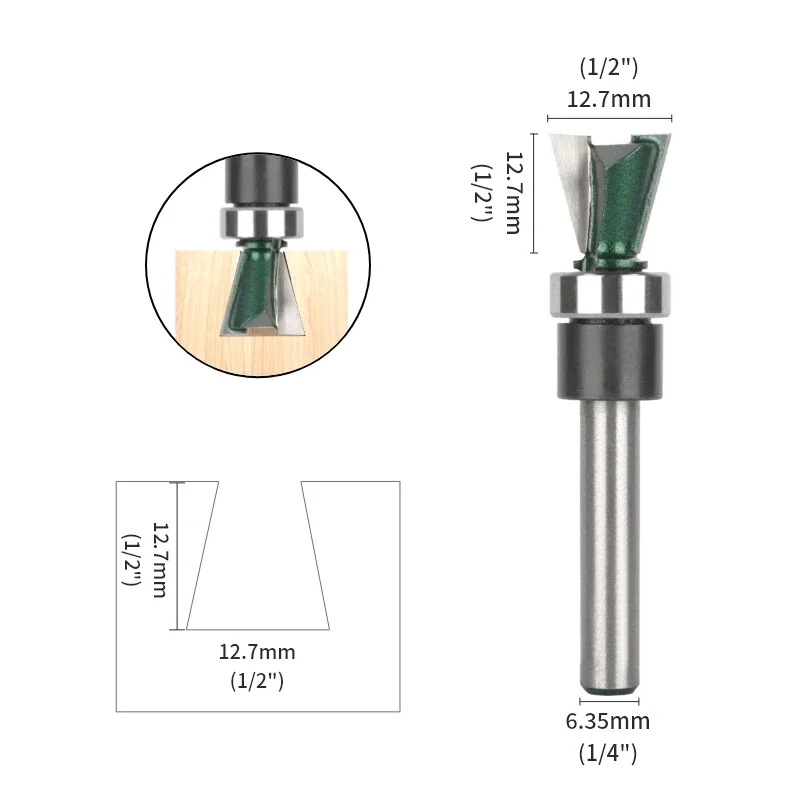 Dovetail Bit With Bottom Bearing Router Bit Woodworking Milling Cutter For Wood Bit Face Mill Carbide Cutter End Mill