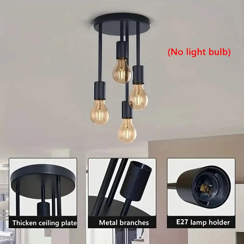 Lampa sufitowa LED Vintage czarne złoto metalowe nowoczesne metalowe światło do przedpokoju przedpokój sypialnia balkon jadalnia żyrandol sufitowy