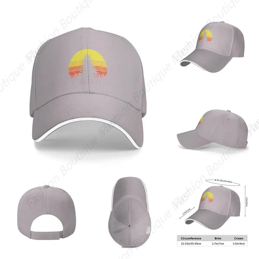 

Hot-Selling Retro Sun Minimalist Pine Tree Classic Printing Sunscreen Cowboy Hat Peaked Caps Sandwich Caps Trucker Hat Men