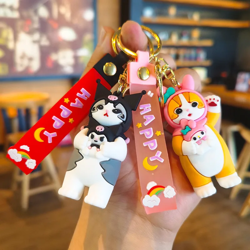

Mofusand X Sanrio Shark Cat Cos Sanrio Брелок Kuromi Cinnamoroll Фигурки героев Игрушечные украшения Куклы Фанаты детский подарок Брелок для ключей