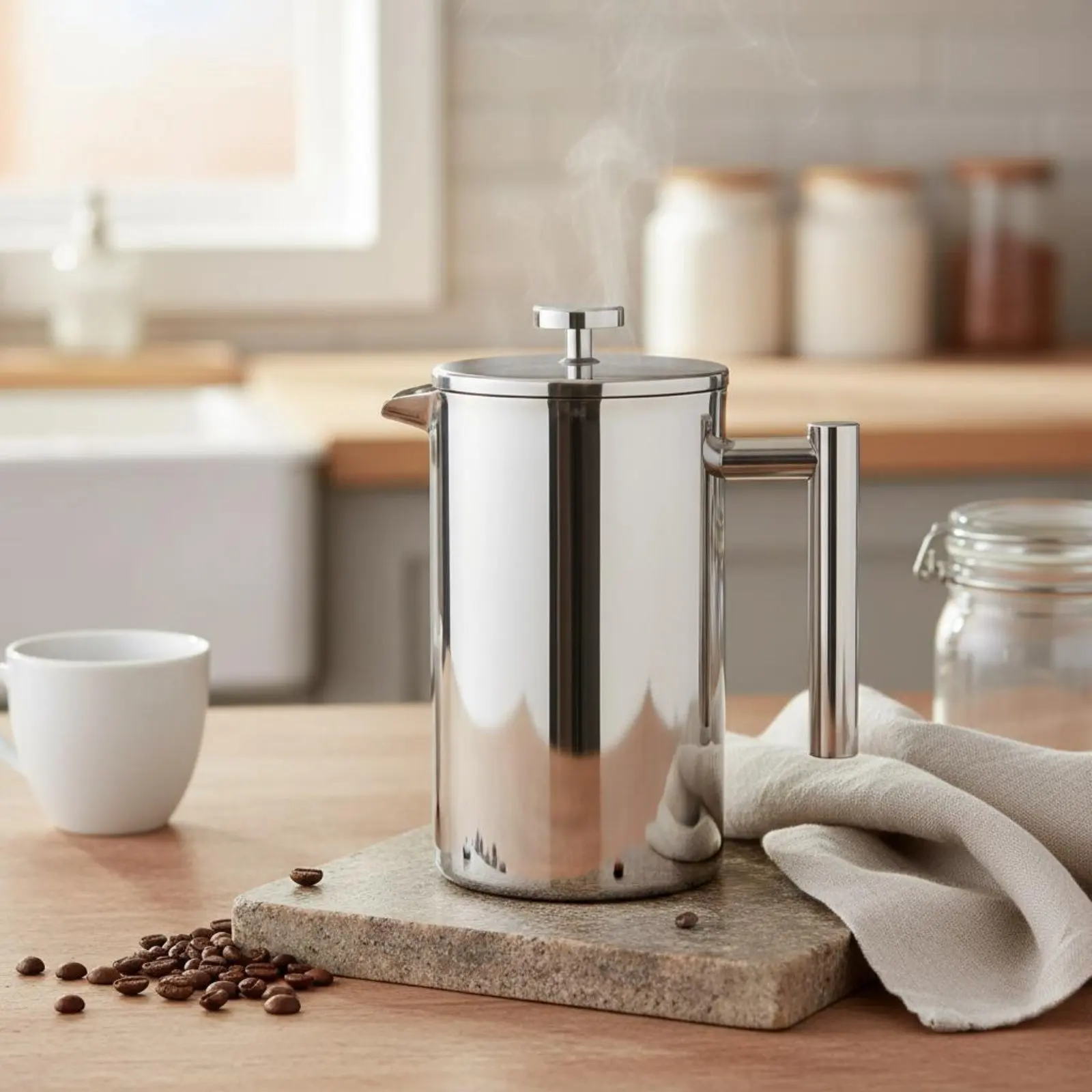 Stainless Steel Coffee Press Large Capacity Coffee Press Coffee Brewer Milk Frother Fine Mesh Strainer Kitchen Appliance