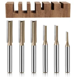 6mm Shank CNC Straight Bit Flush Trim Single Double Flute Router Bit Tungsten Carbide Milling Cutter Woodworking Tools