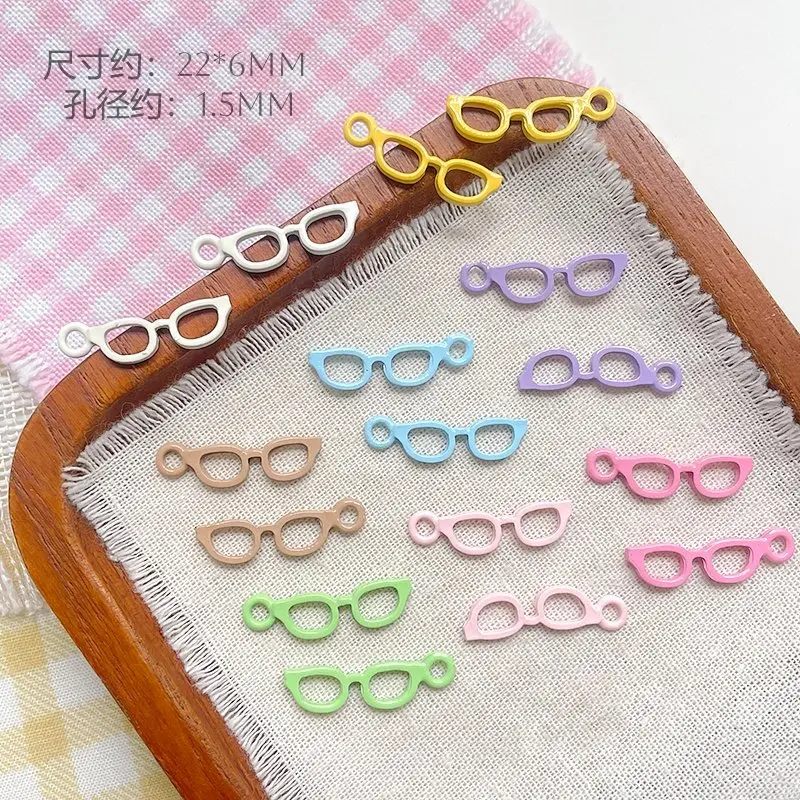 10pcs Alloy Colored Spectacle Frames Sunglasses Cute Pendants Diy Handmade Beaded Jewelry Accessories Materials