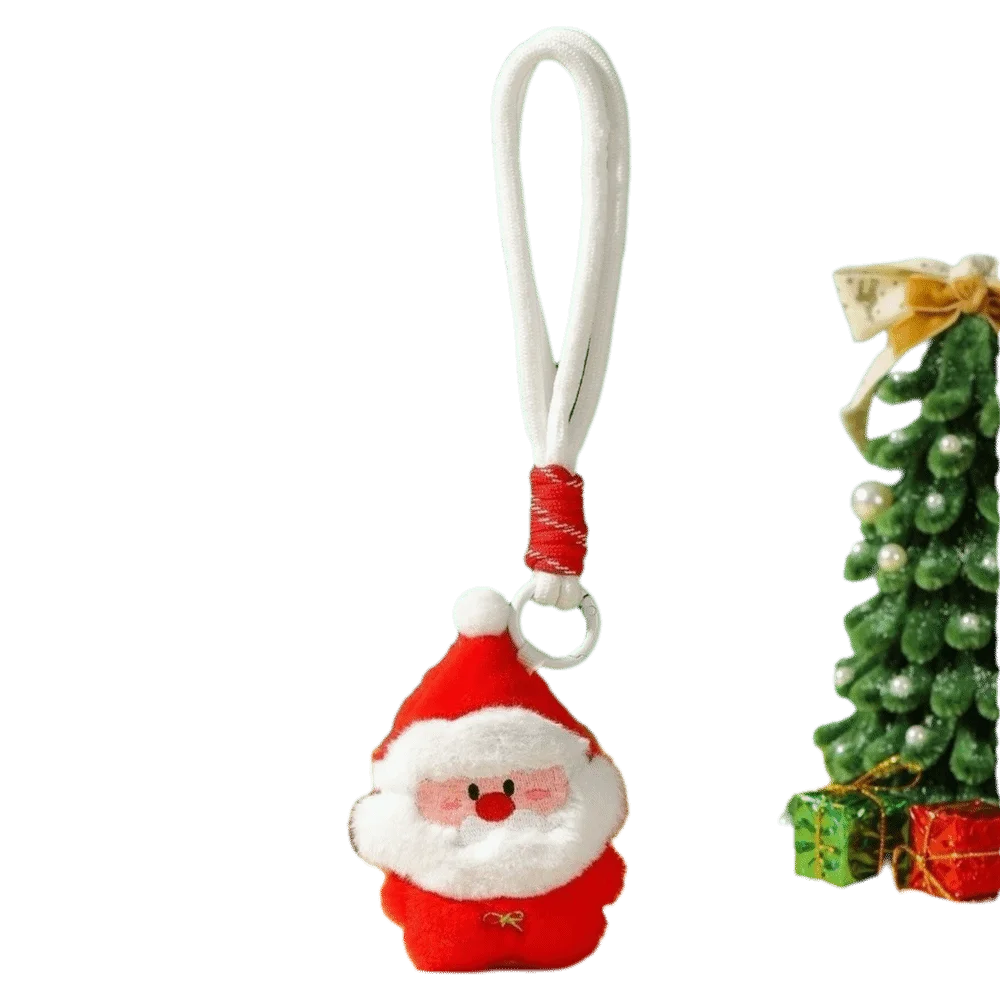 New Polyester Christmas Keychain Woven Rope Santa Claus Key Pendant Tree Cartoon Doll Plush Keyring Backpack Hanging