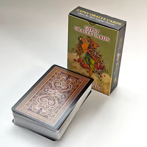 Gypsy Oracle Deck English and Spanish Edition 9*6cm 52 Pcs Oracle Cards Printed on 350GSM Double-embossed Cardstock