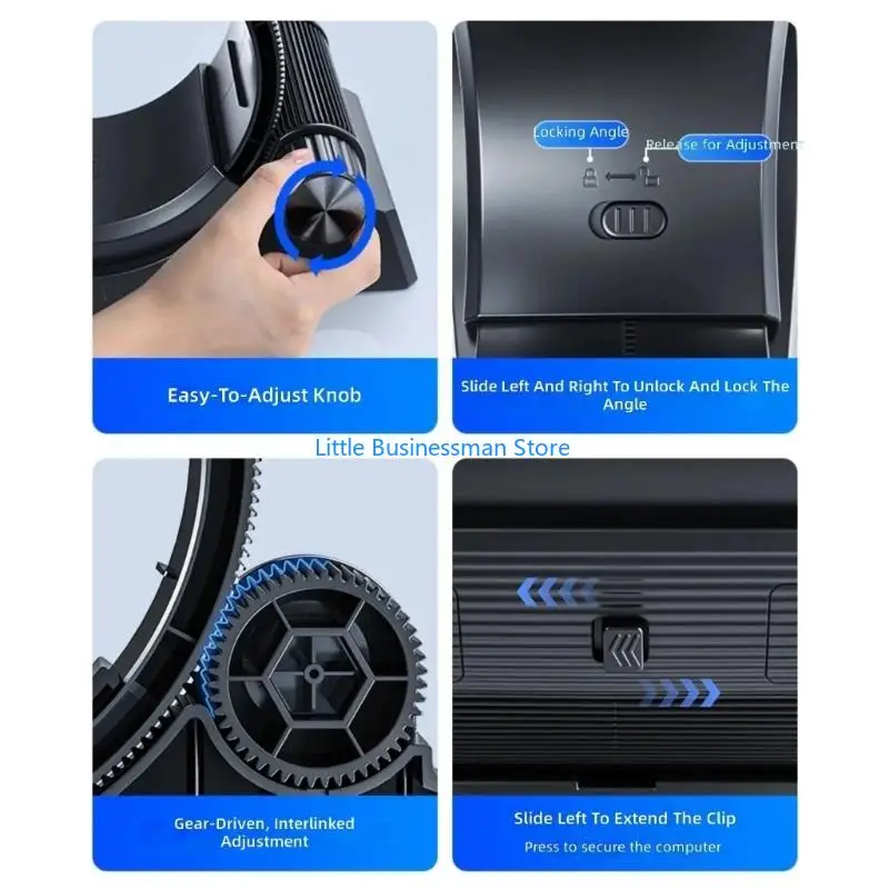 ABS Laptop Stand with Knob-Controlled Positioning, Selectable Screen Positions, and Clearance Beneath the Supported Device M76A