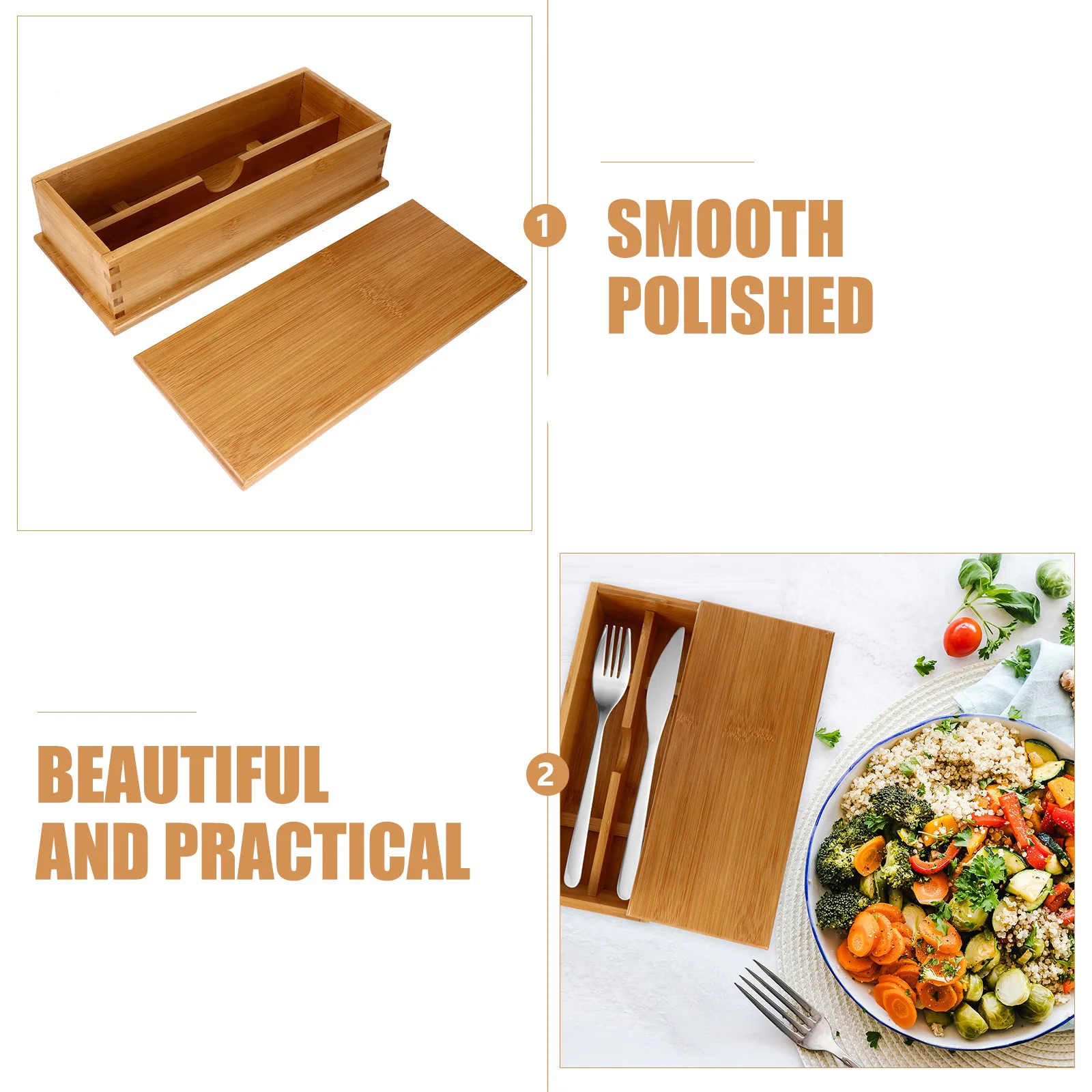 

Bamboo Tableware Storage Box Chopsticks Holder Kitchen ganizer Tray Utensil Container Set Dustproof Insect Proof Water