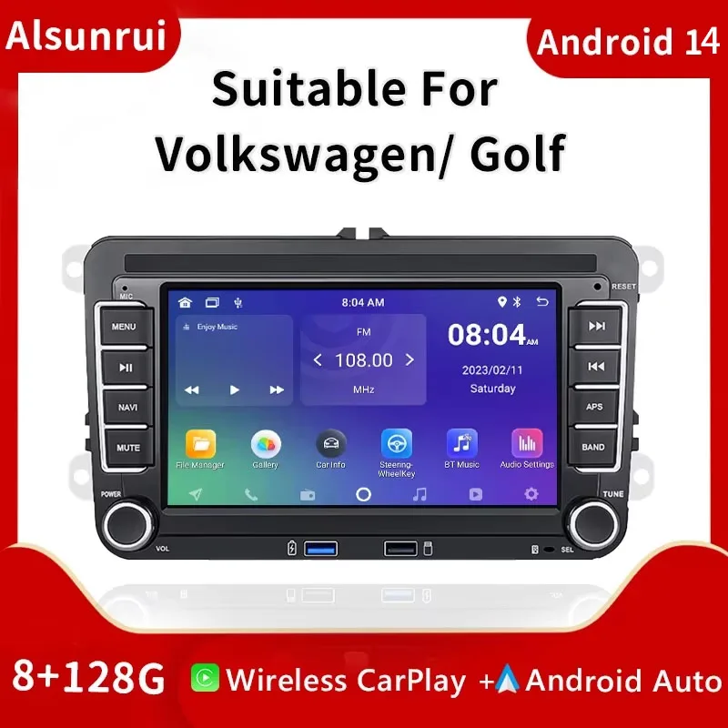 

Автомагнитола 2 Din, 7 дюймов, USB, Android 13, для Amarok Volkswagen Golf 56 Polo Passat B6 B7 CC T5 Skoda Jetta, мультимедийный экран с GPS для Carplay