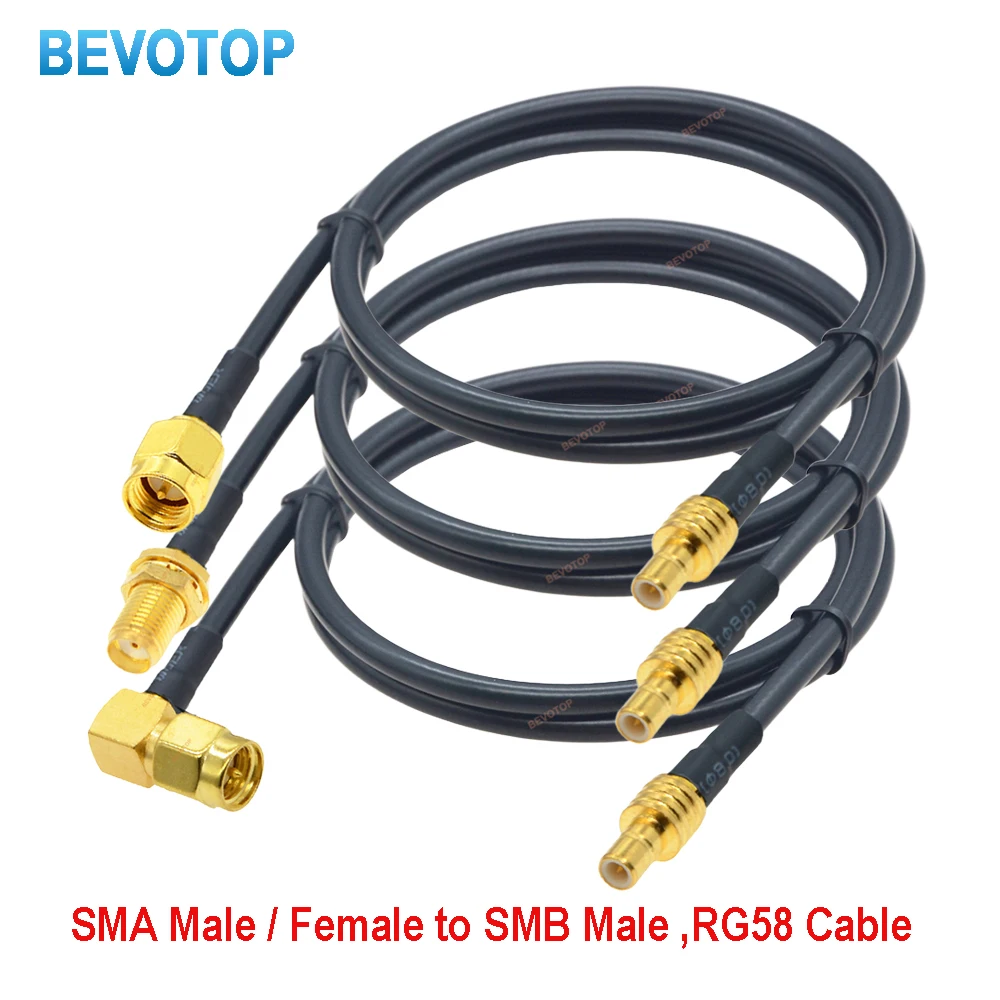 Cable BEVOTOP RG58 SMA hembra a conector macho SMB 50 Ohm RG-58 SMA a SMB Cable de extensión de antena WIFI puente Coaxial RF coleta