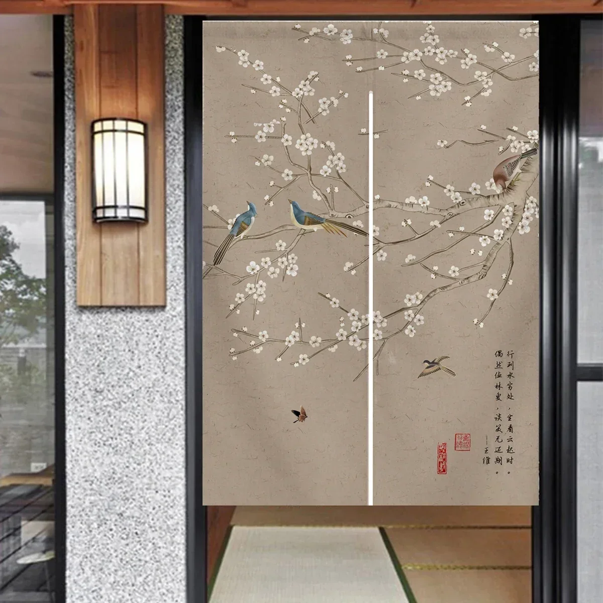 

Doorway Curtain Japanese Noren Chinese Style Plum Blossom Door Curtain Room Partition Kitchen Decoration Hanging Curtains