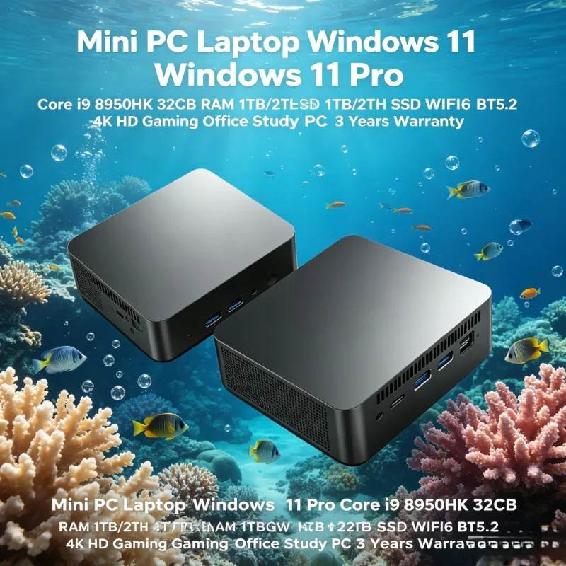 

Mini PC Laptop Windows 11 Pro Core i9 8950HK 32GB RAM 1TB/2TB SSD WiFi6 BT5.2 4K HD Gaming Office Study PC 3 Years Warranty