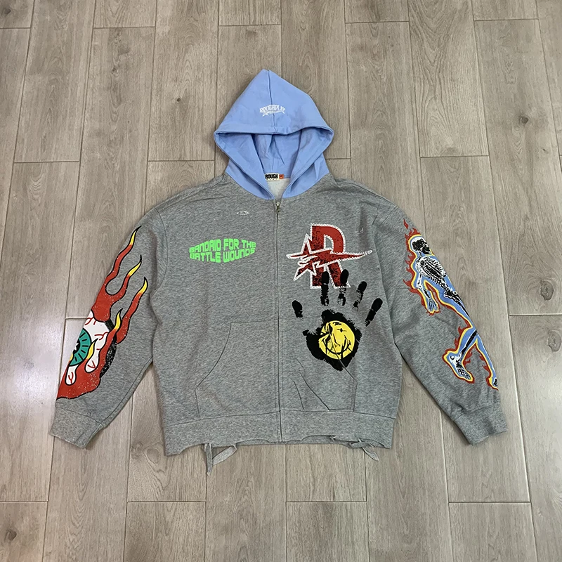 Battle Woods — Retro Graphic — Grey Body + Light Blue Hood — Streetwear Hoodie Se3b6179c466a4e2f9a598e7e06cfd04da