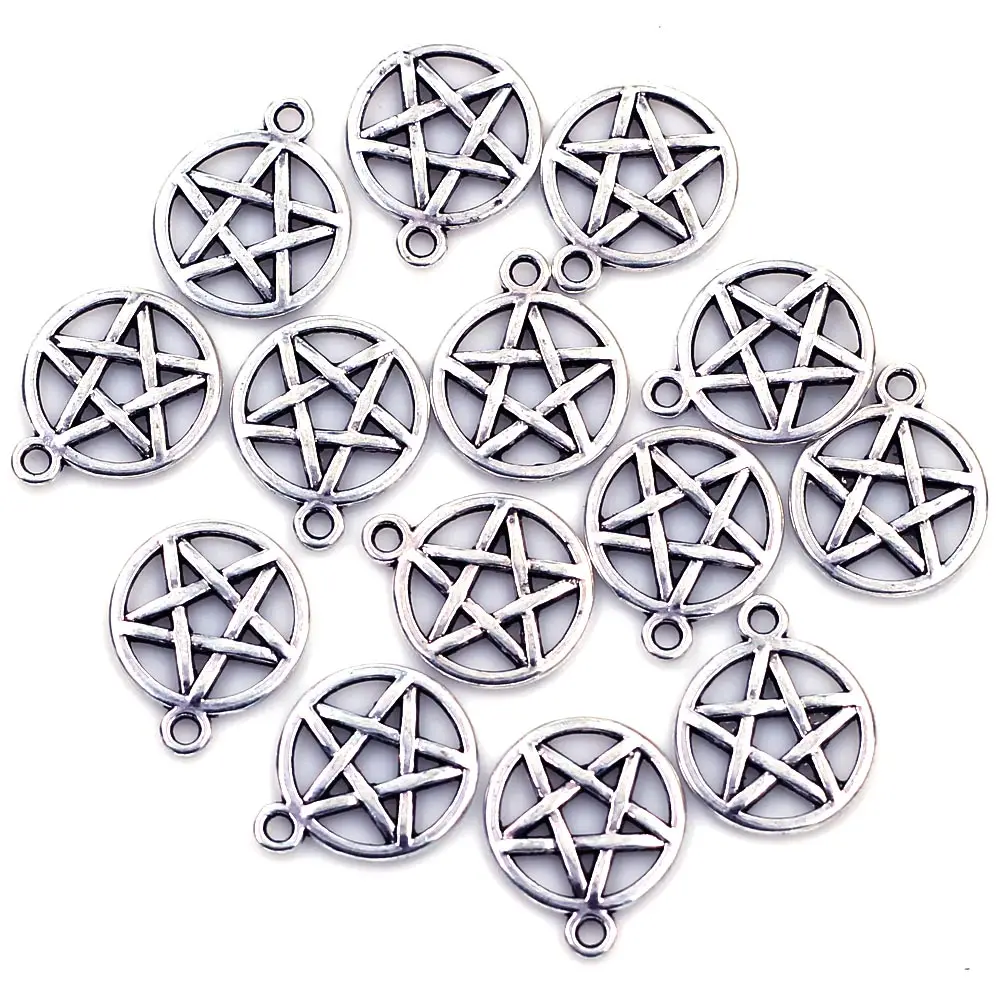 

200Pcs Pendants Stars Five Pointed Star Pentagrams Metal Alloy For Charms Bracelets Jewelry DIY Accessories 20x17mm