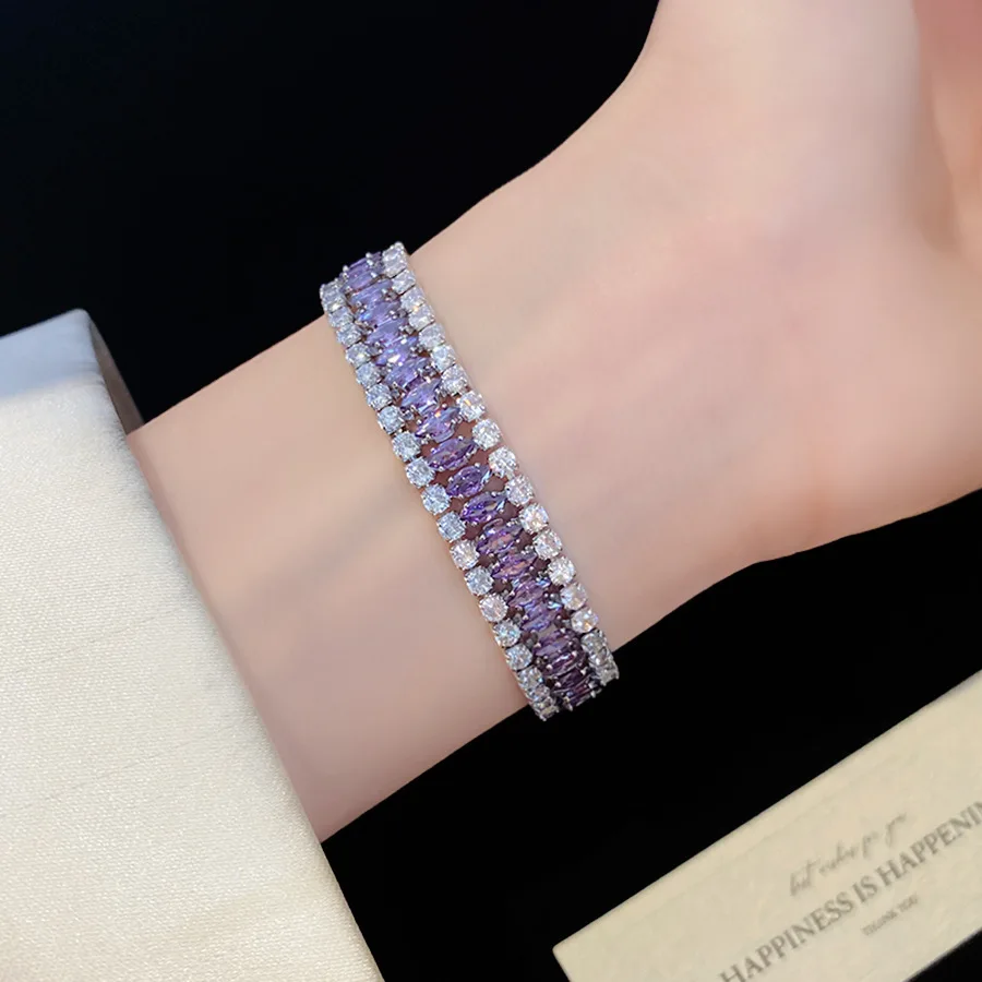 

Double Row Oval Cut Moissanite Tennis Bracelet for Women Men S925 Sterling Silver Lab Diamond Bracelet Adjustable Hand Chain