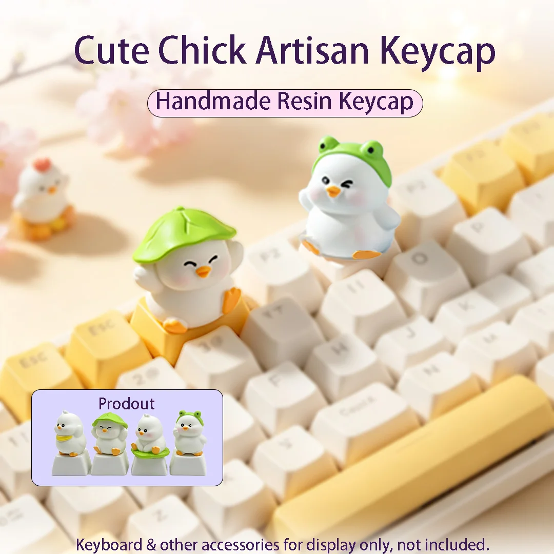 Kawaii Chicken Keycap, Cute Animal Artisan Key Cap for MX Switch Gaming Keyboard Decoration