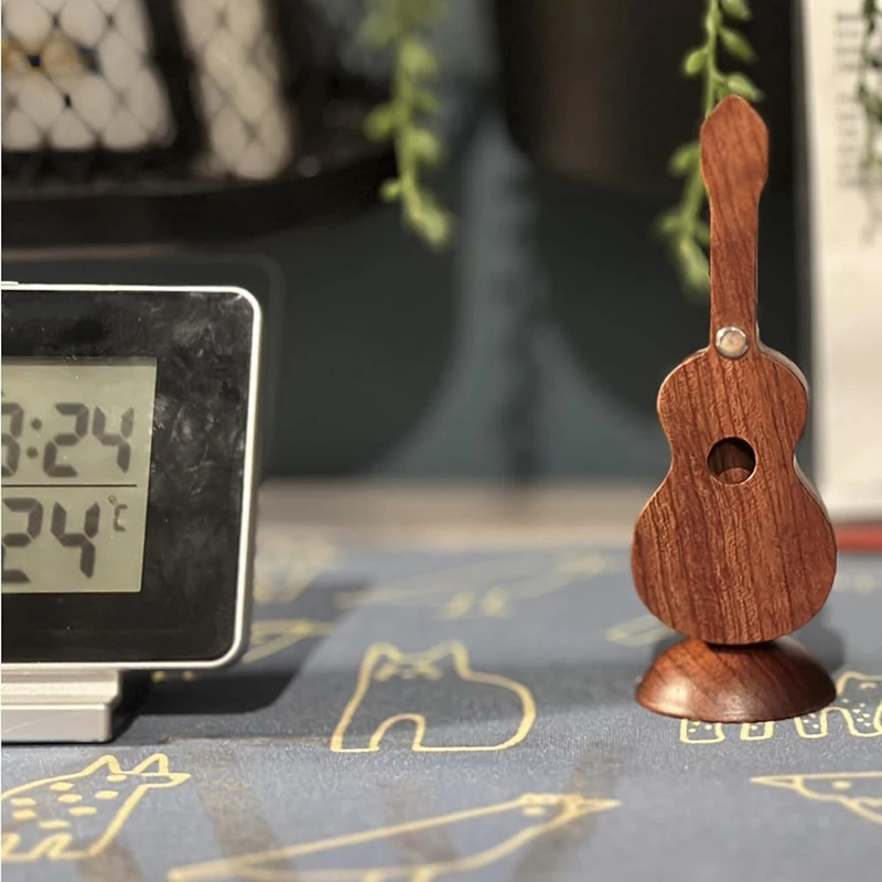 Guitar Pick Holder With Guitar Picks Guitar Keychain Wooden Home Decor Statues Wood Guitar Pick Case