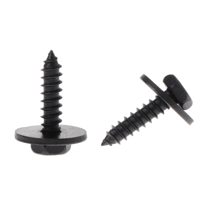 10 Pcs/set Universal Car Auto 4.8x19mm Self-Tapping Screws Captive Loose Washer 8mm Hex Head Black Hot