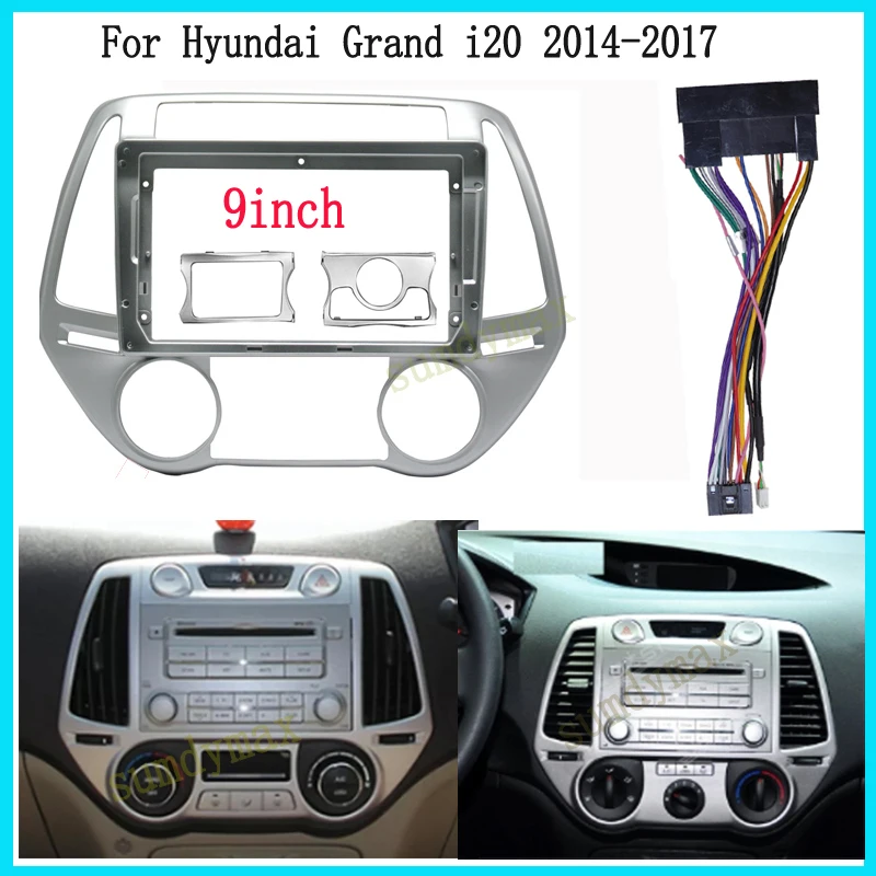 9inch 2din Car Fascia Frame For Hyundai i20 2009-2013 big screen 2 Din android Car Radio Fascia Frame cable wire