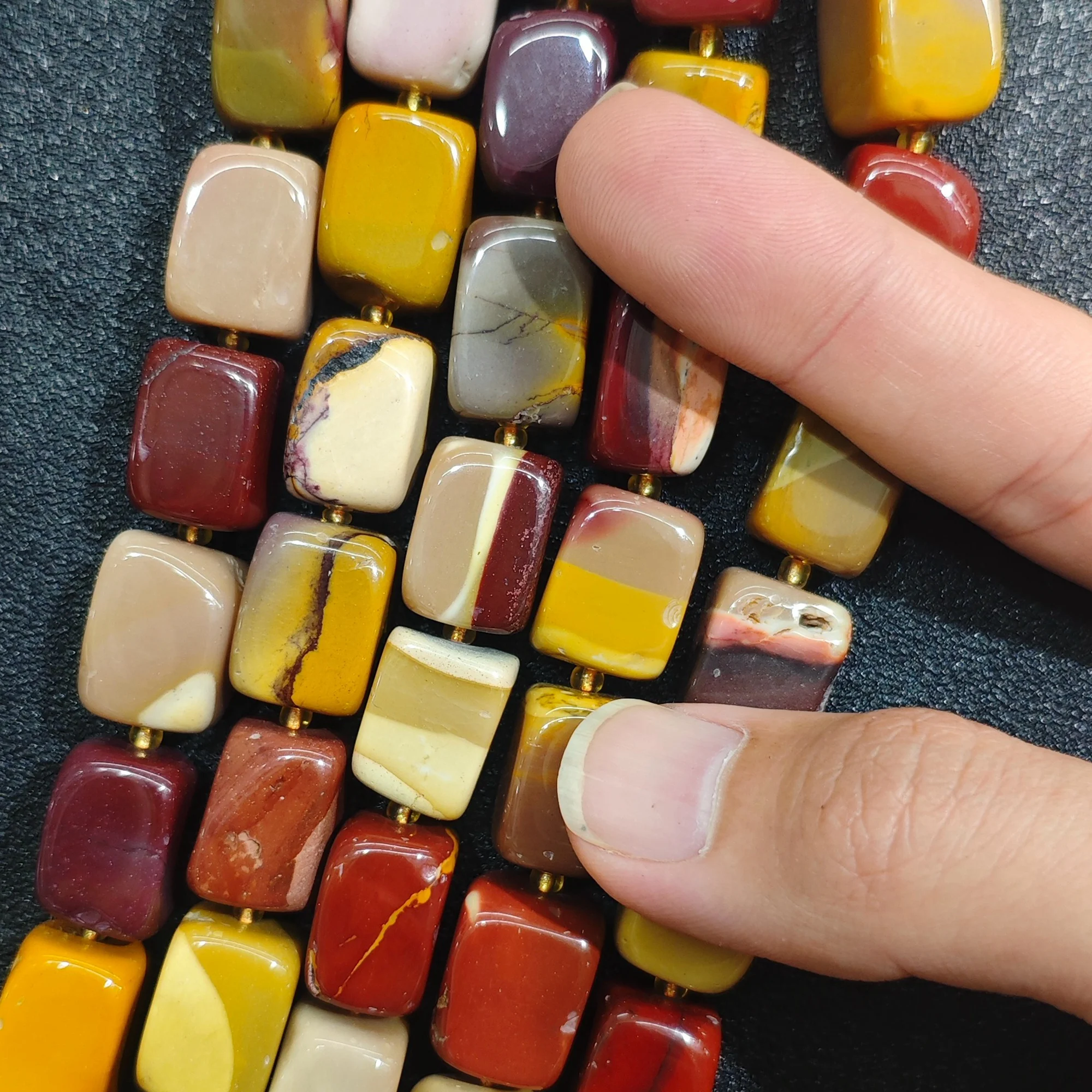 Mookaite Jasper Loose Beads Natural Australian Gemstone Rectangular Block Strand DIY Bracelet Necklace Designer Material