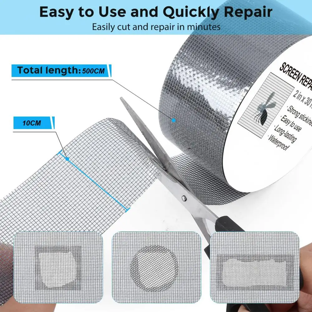 Window Screen Repair Tape Strong Adhesive Extra Long Wide Application Fiberglass Screen Tape Mesh Repair Patch Kit