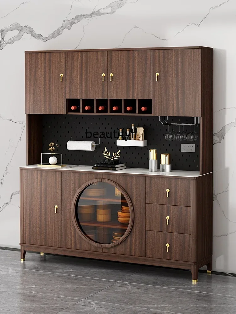 

D25Solid Wood New Chinese Style Sideboard Wine Cabinet Integrated Wall High Cabinet Household Cupboard Storage Cabinet