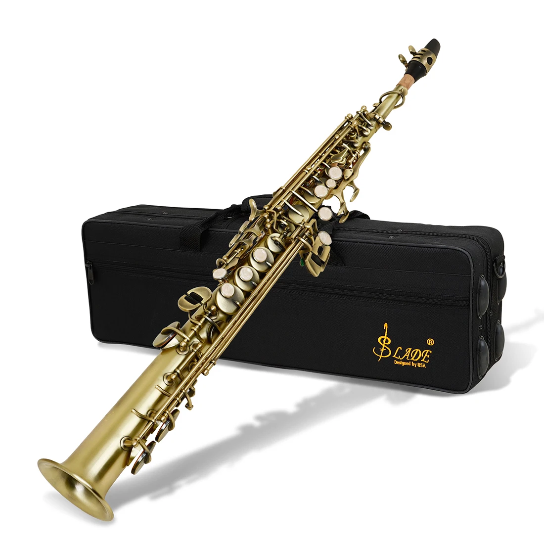 SLADE Sopraan Falling Tune B Saxofoon Brons Wit Shell Model Controle Instrument Beginner Sax Instrument Met Accessoire Onderdelen