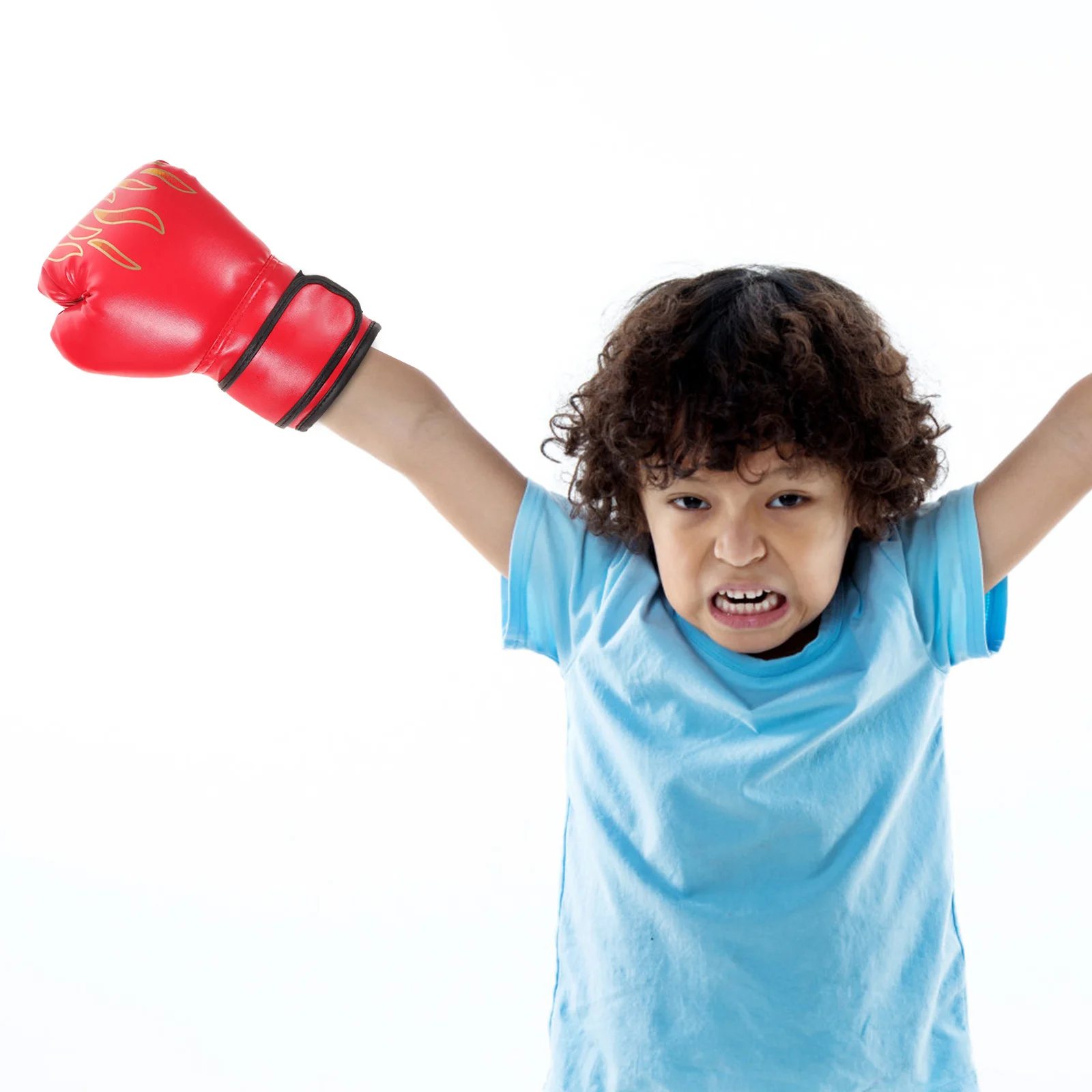 1 par de guantes de entrenamiento de boxeo para niños, guantes de combate de Pu rojos, guantes de lucha ligeros y transpirables para niños, mano de lucha