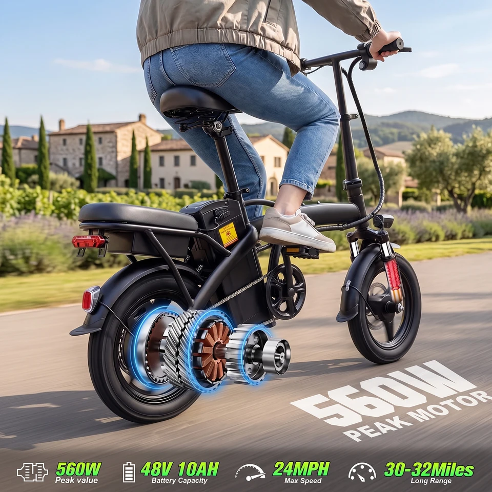 Electric Bike for Adult, 20MPH,Peak 560W Motor,48V Removable Battery,14inch Folding Electric Bike,Maximum 32 Miles,1Year Warranty Ebike image 3